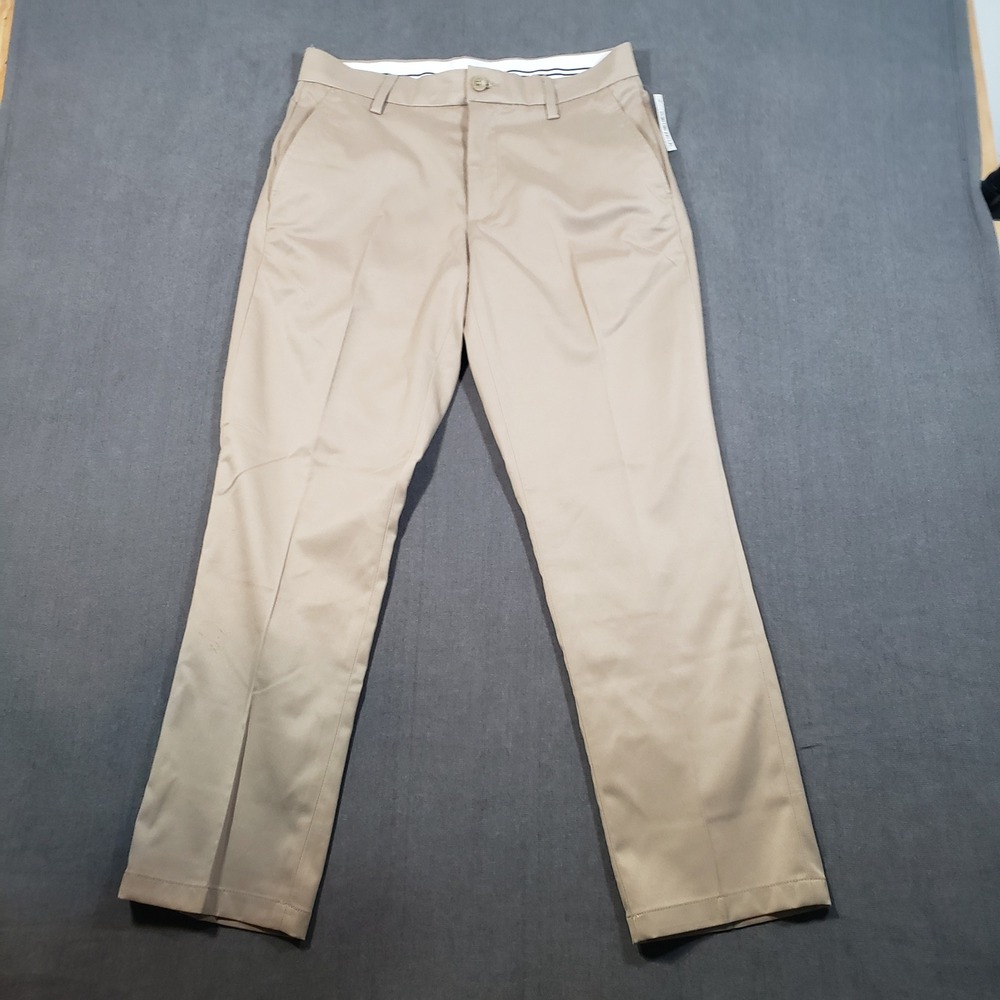 Amazon Essentials Dress Pants Mens 31x29 Khaki Flat Front Stretch NWT